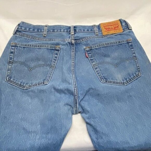 Levi's 505 Men's Blue Jeans Medium Wash Regular Fit 36x32 Straight Leg Stretch - Picture 10 of 11